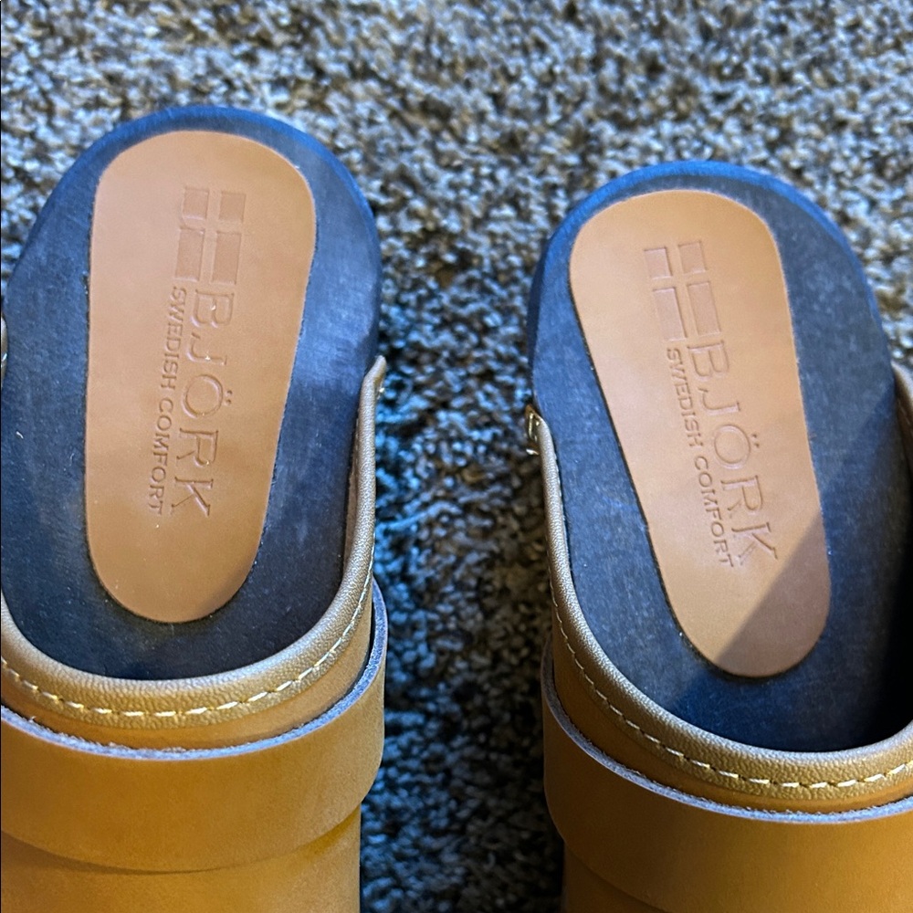 Cognac Leather Clogs - Picture 2 of 6